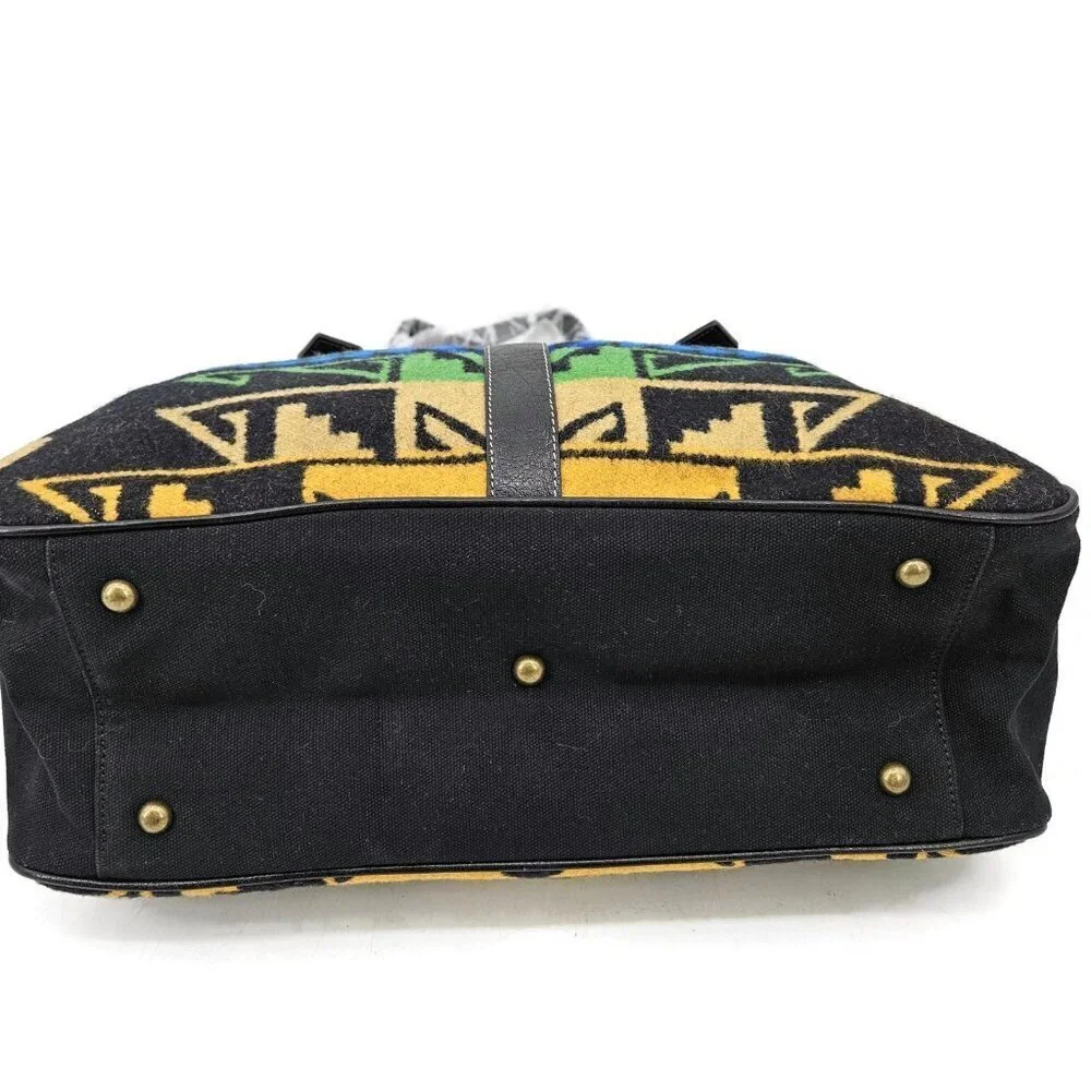 New Pendleton Zip Tote Shoulder Bag Wool Black Green Yellow Purse